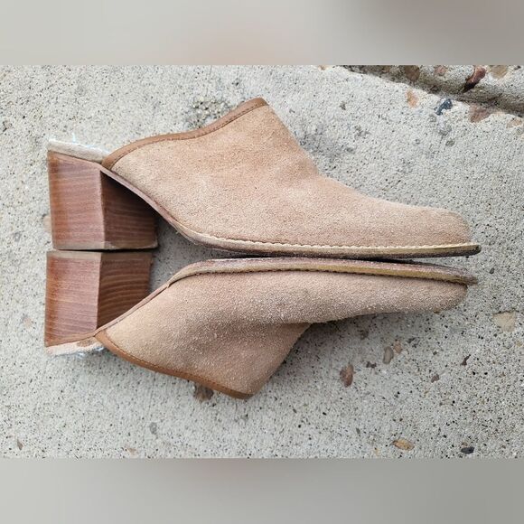 Vintage Candies Suede Leather Mules Size 10M Wood Heel - Picture 11 of 13